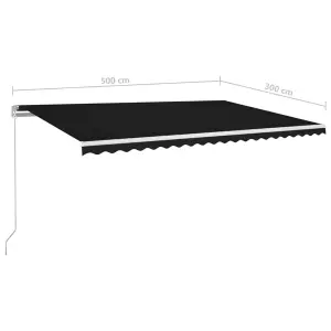 Berkfield Manual Retractable Awning with LED 500x300 cm Anthracite