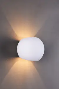 Ceramic Spherical Wall Light, Up and Down White Paintable G9 socket (NO BULB)