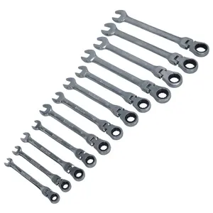 Metric MM Flexible Combination Ratchet Spanner Wrench Set 8mm - 19mm 12pc