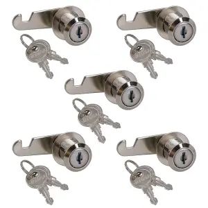 32mm Cam Lock Camlock Drawer Door Fastener Locker Cabinet Mailbox 2 Keys 5pc