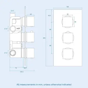 Nes Home Olive 3 Way Square Concealed Thermostatic Mixer Valve Hand Held Body Jet Shower