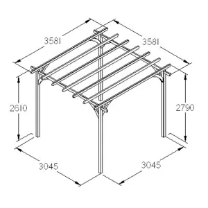 Forest Garden Square Pergola, (H)2800mm (W)3600mm