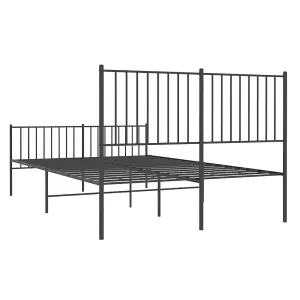 Berkfield Metal Bed Frame with Headboard and Footboard Black 140x190 cm