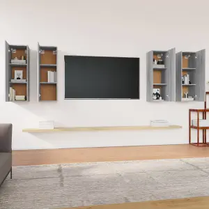 Berkfield TV Cabinets 4 pcs Grey Sonoma 30.5x30x90 cm Engineered Wood