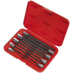 9pc TRX Star Socket Bit Set 3/8" Square Drive - T10 to T50 - 150mm Long Shaft