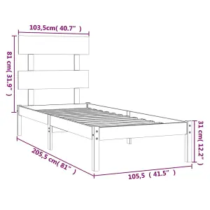 Berkfield Bed Frame Black Solid Wood 100x200 cm