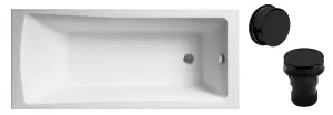 Square Single Ended Bath and Black Waste - 1700 x 700mm