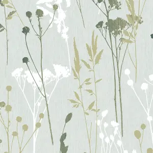 Superfresco Easy Sage Harvest Metallic effect Embossed Wallpaper