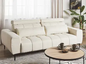 3 Seater Fabric Sofa Cream VEGAMO