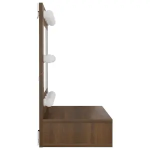 Berkfield Mirror Cabinet with LED Brown Oak 60x31.5x62 cm