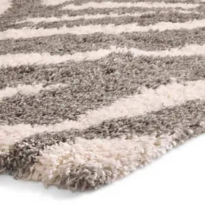 Ivory/Grey Abstract Modern Easy to Clean Rug for Living Room Bedroom and Dining Room-160cm X 220cm