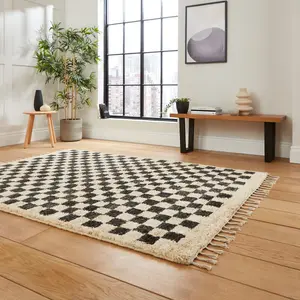 Multi Kilim Modern Easy to Clean Chequered Handmade DiningRoom Bedroom And Living Room Rug-120cm X 170cm