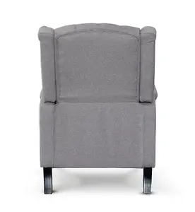 Fabric Linen Light Grey Marianna Manual Recliner Wingback Chair