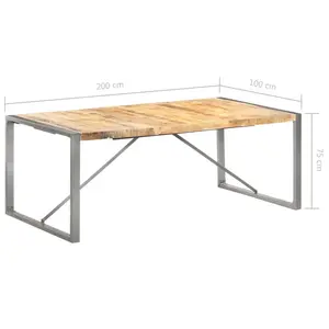 Cheyenne Dining Table Solid Wood Natural / Grey / H75 x L200 x W100cm