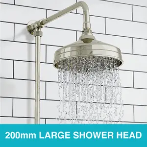 ENKI Downton English Gold White Traditional 2-Outlet Brass Thermostatic Shower Set 200mm