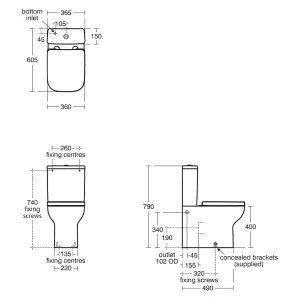 Ideal Standard i.life A White Back to wall Square Toilet set with Soft close seat & Close coupled cistern