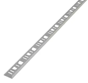 Diall PolishedChrome effect 8mm Straight Aluminium External edge tile trim