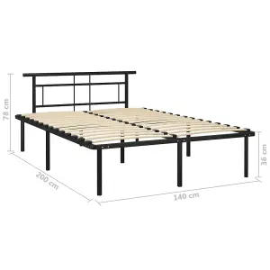 Berkfield Bed Frame Black Metal 140x200 cm