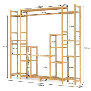 Costway 9-Tier Bamboo Plant Holder Stand Plant Shelf Storage Organizer Display Rack