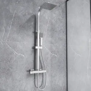 Sky Bathroom Modern Square Exposed Thermostatic Mixer Shower Set Shower Head and Handheld