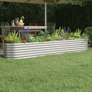 Berkfield Garden Planter Powder-coated Steel 260x40x36 cm Silver