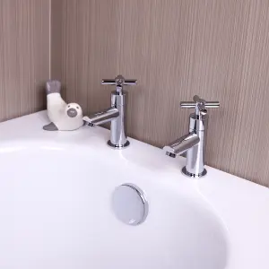 Flode Isak Bath Pillar Taps Chrome