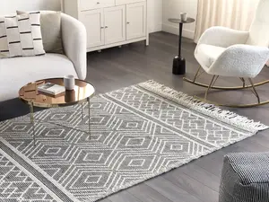 Wool Area Rug 160 x 230 cm Black and White SAVUCA