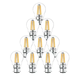 paul russells LED Filament Dimmable Golf Bulb, BC B22, 4.5W 470 Lumens, 40w Equivalent, 2700K Warm White, Pack of 10