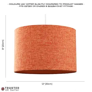 Contemporary and Sleek Orange Natural Linen Fabric Drum Lamp Shade 60w Max