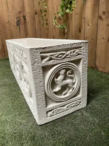 Large Tiger Design White Stone Planter Trough