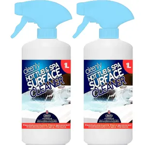 Cleenly Hot Tub & Spa Surface Cleaner Removes Dirt Grime Oil & Waterlines Antibacterial Properties 2L