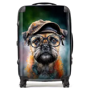 Border Terrier Dog Splashart Suitcase - Medium