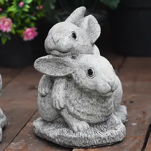 Set of 3 Bunny Rabbit Garden Ornaments