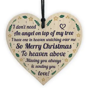 Christmas Memorial Decoration Hanging Wooden Heart Memorial Plaque For Mum Dad Nan