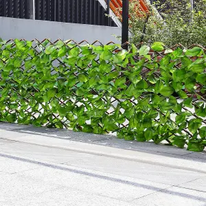 Expanding Artificial Green Apple Leaves Privacy Fence Garden Trellis 180 x 90 cm