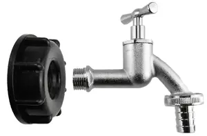 IBC 2 Inch S60X6 Cap with Nickel Plated Bib Tap and Three Quarter Inch Barb Connection