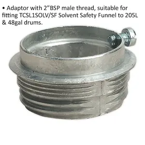 2 Inch BSP Adaptor for Fitting ys09022 Safety Funnel onto 205L & 48 Gallon Drums