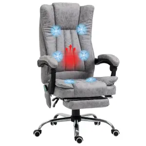 Vinsetto 6-Point Vibrating Heat Massage Chair w/ Microfibre Upholstery Grey