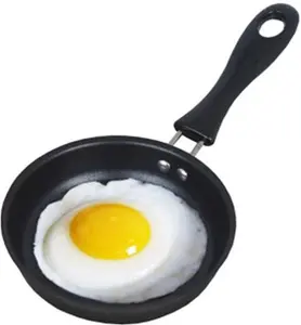 Chanhan Non-Stick Frying Pan, Portable Mini Frying Pan Poached Egg Small Kitchen Cooker Black(12CM)