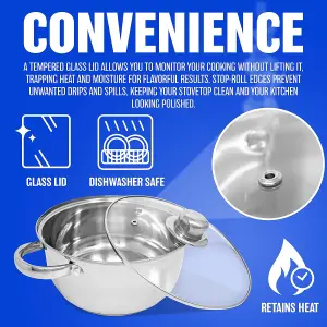 24Cm Casserole Dish Saucepan Pot Handle Cookware Set Pan Stainless Steel