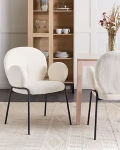 Set of 2 Dining Chairs ELY Boucle Off-White