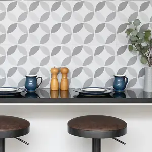 d-c-fix Geometric Grey Self Adhesive Vinyl Wall Tiles Pack of 6 (0.56sqm)