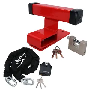 Garage Door Lock Defender Motor Bike Car Stop with Padlock + Chain