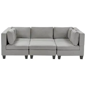 5-Seater Modular Fabric Sofa with Ottoman Light Grey UNSTAD