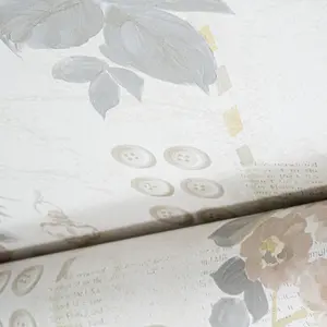 Cream Beige Floral Wallpaper Postcards Stamps Words Buttons Keys Paste The Paper