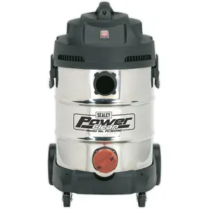 1400W Industrial Wet & Dry Vacuum Cleaner - 30L Stainless Steel Drum - 230V