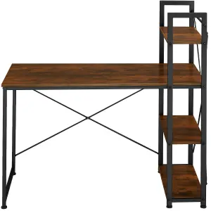 Desk Hershey - integrated shelf with 3 compartments - Industrial wood dark, rustic