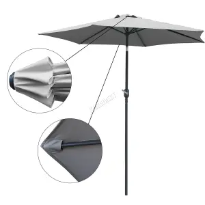 Birchtree Garden Parasol Tilt Crank Patio Sunshade Umbrella Aluminium 2.5M Grey