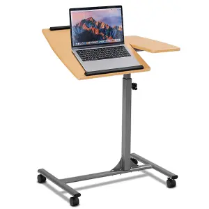 Costway Adjustable Laptop Table Rolling Overbed Table Computer Desk