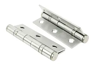 H10 3 inch (75mm) Ball Bearing Door Hinges, Satin Chrome, 2 Pairs - Handlestore